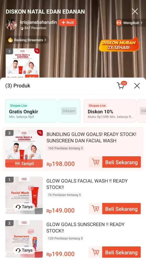 cara belanja di shopee live